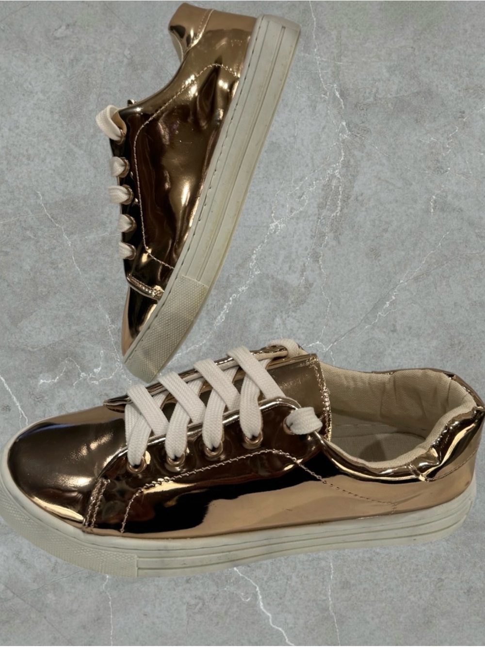 2 for $30 | Statement Rose Gold Metallic Low-Top Sneakers - Picture 7 of 16